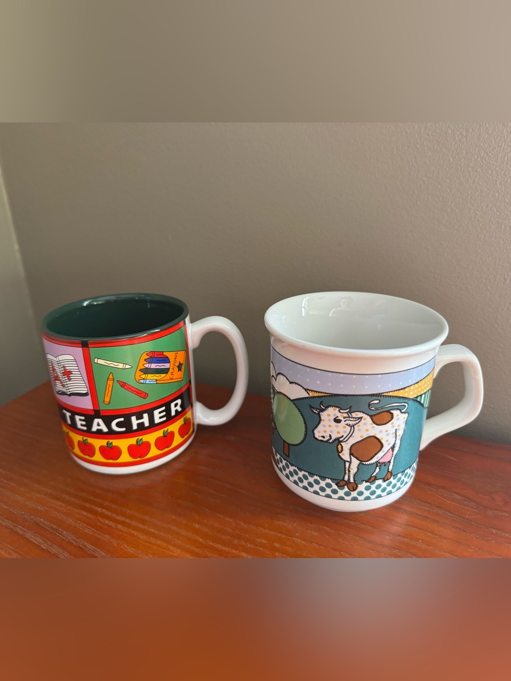 Vintage ‘90s Coffee Mugs - Teacher Mug, Farm Mug, Cow Mug
